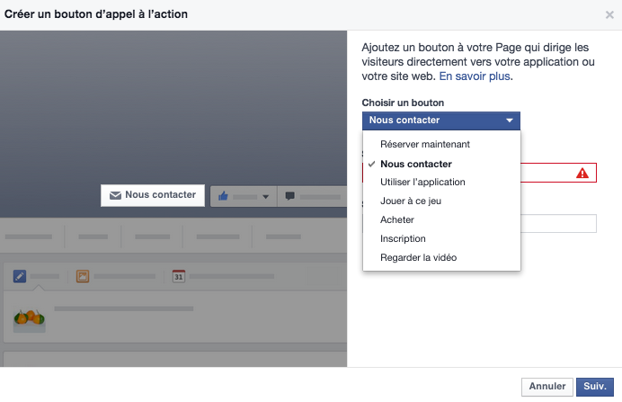 Facebook : activez votre bouton d'appel à l'action