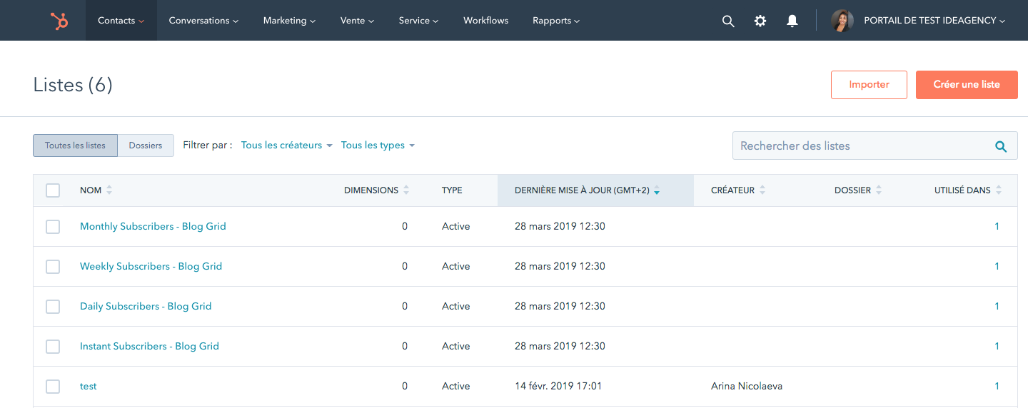 hubspot-crm-listes