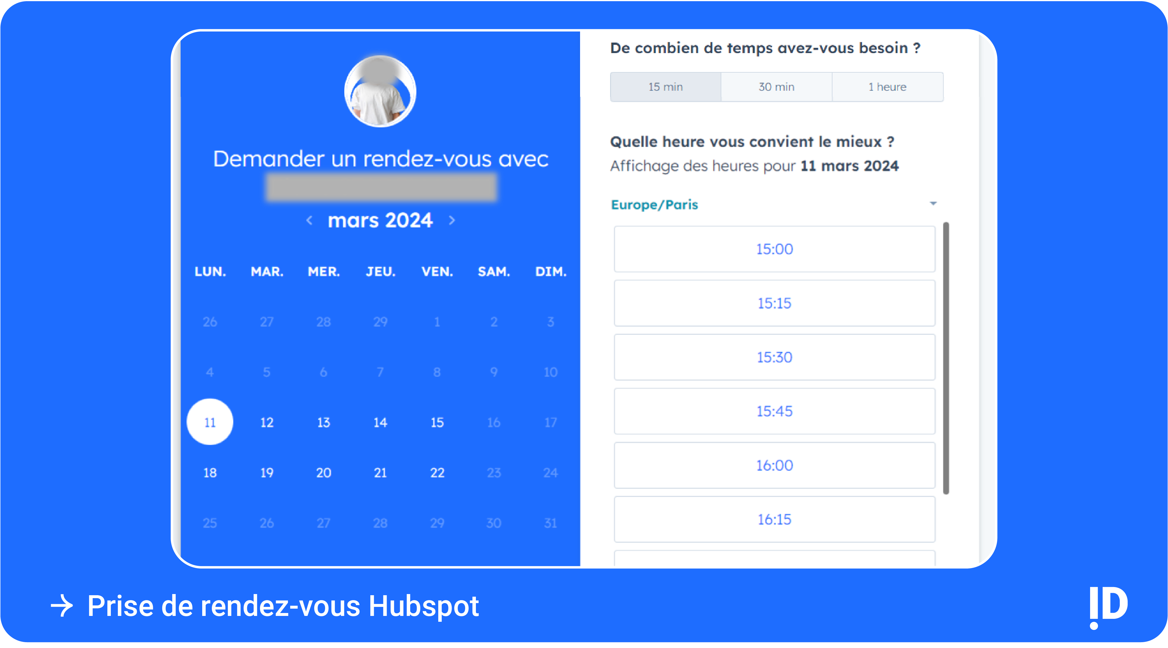 Prise de rendez-vous Hubspot