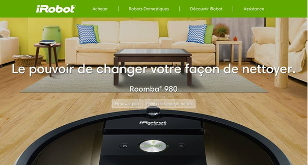 page accueil irobot