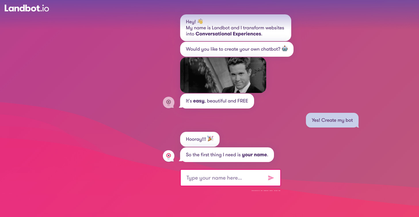 chatbot landing page